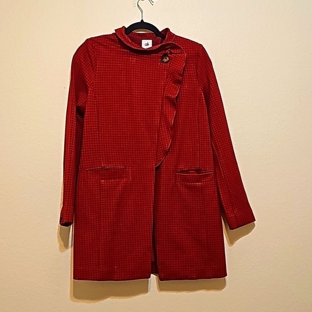 Cabi Red Houndstooth Celebration Jacket New York Preppy Style 3546 small